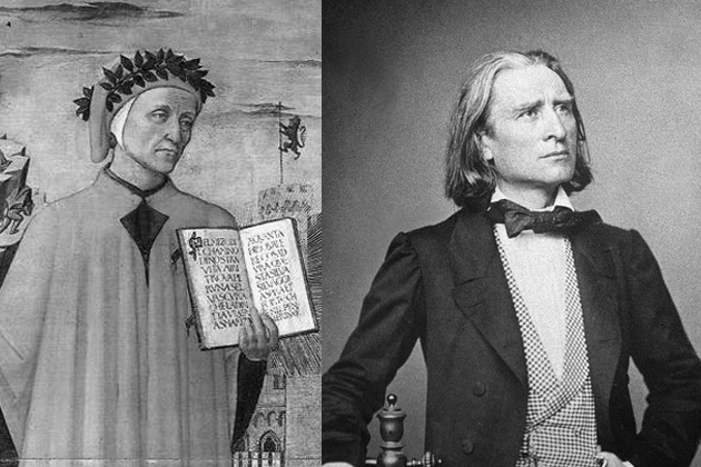Domenico di Michelino: Dante Alighieri, 1465 (Fotó: Wikart - részlet) Liszt Ferenc (Fotó: Wikipédia)