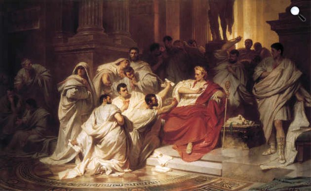 Karl von Piloty: Caius Julius Caesar meggyilkolása, 1865 (Fotó: Wikiart)