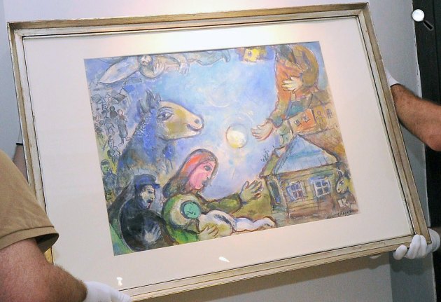 Marc Chagall: Kék falu (MTI Fotó: Lendvai Péter)