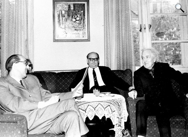 Kéry László , Beryl Graves, Szentkuthy Miklós, Robert Graves,  1968. május 6., Magyarország (Fotó: University of Victoria)