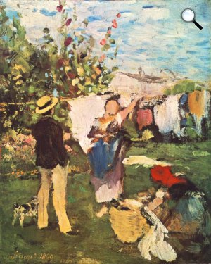 Szinyei Merse Pál: Ruhaszárítás. 1869  (Teregetés, Mosónők, Ténsúrfi) (Fotó: MNG)