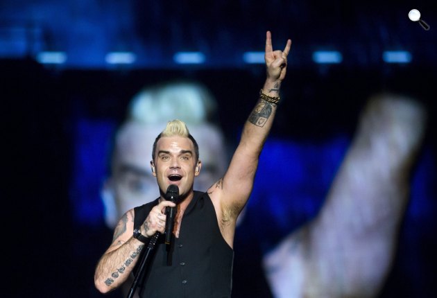 Robbie Williams koncertje a Sziget Fesztiválon, 2015 (MTI Fotó: Marjai János)