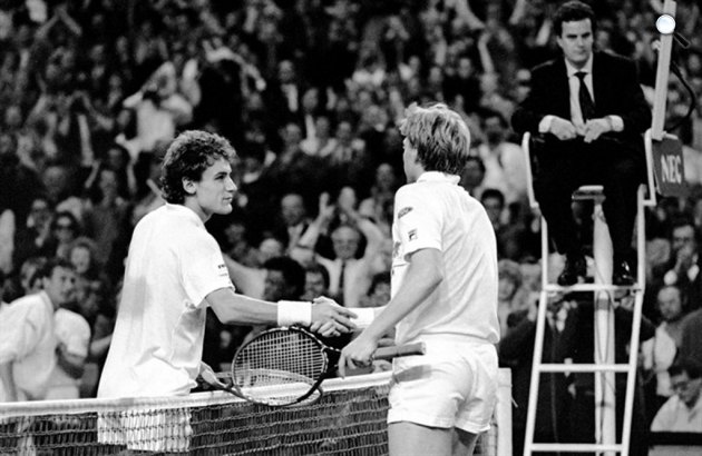 Davis Kupa, 1989, Mats Wilander svéd és Boris Becker német versenyző (Fotó: daviscup.hu)