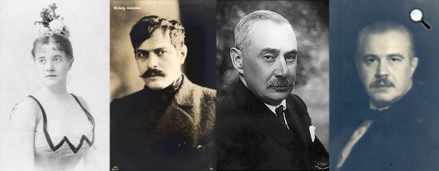 Hunyady Margit, Bródy Sándor, Krúdy Gyula, Hunyady Sándor (Fotók: PIM, OSZK)