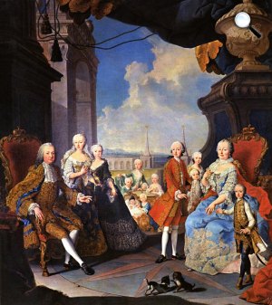  Martin van Meytens: I. (Lotharingiai) Ferenc és Mária Terézia a családi körben, 1754-55 (Fotó: Wikiart)