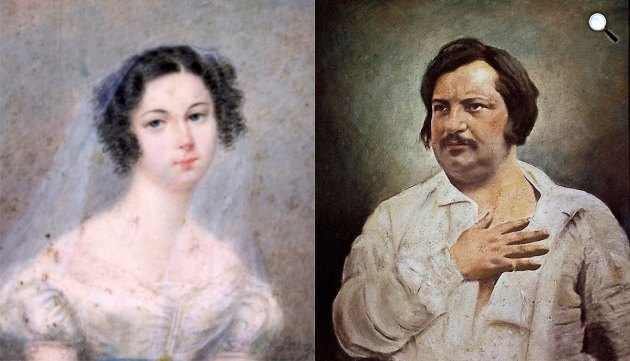 Holz von Sowgen: Ewelina Hanska, 1825 és Louis-Auguste Bisson: Honoré de Balzac, 1842 (Fotók: Wikiart)