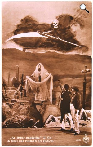 Jelenet- és színpadkép Madách Imre Az ember tragédiája c. drámai költeménye 11. színéhez (Londonban), 1908 (Fotó: Kossak József / OSZK)