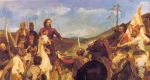 Veszprémi Endre: Rákóczi találkozása Esze Tamással és gyalogos jobbágykatonáival, a talpasokkal, a magyar-lengyel határon