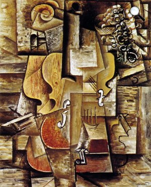 Pablo Picasso: Hegedű és szőlő, 1912 (Fotó: MOMA/Wikiart)