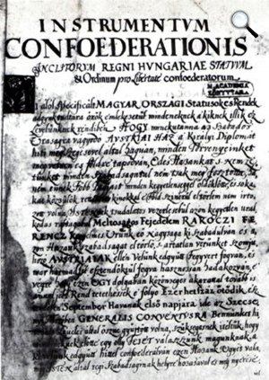 A szécsényi országgyűlés dokumentuma a rendek konföderációjáról, 1705 (Fotó: OSZK)