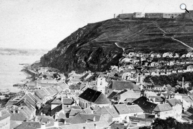 A Tabán és a Gellérthegy északi oldala, 1872 körül (Fotó: Fortepan)