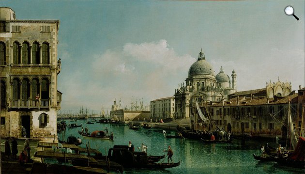 Bernardo Bellotto Canaletto: A Canal Grande látképe és a Dogana, 1743 körül (Fotó: Wikiart)