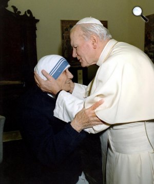 Kalkuttai Teréz anya és  II. János Pál pápa (Fotó: motherteresa.org)