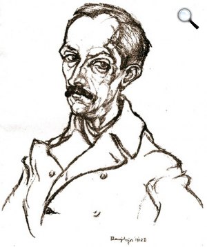 Tihanyi Lajos: Babits Mihály portréja, litográfia, 1918 (Fotó: MNG)