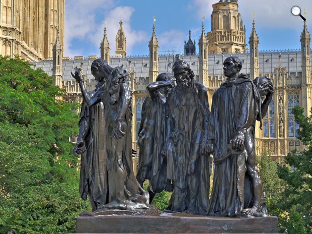 Auguste Rodin: Calais-i polgárok, 1884-1889, bronz szoborcsoport, Westminster palota kertje, London (Fotó: Wikart)