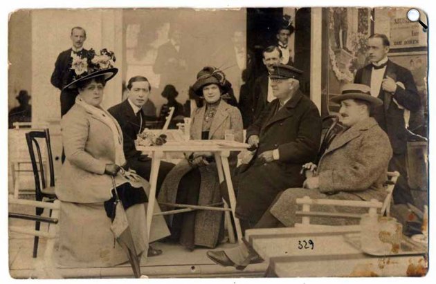 Blaha Lujza, Solti Dezső, Solti Hermin, Újházi Ede, egy ismeretlen, 1911 (Fotó: OSZK)