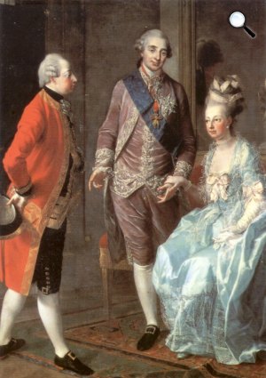 Maximilian Franz von Österreich, seine Schwester Marie Antoinette und deren Ehemann König Ludwig XVI. von Frankreich