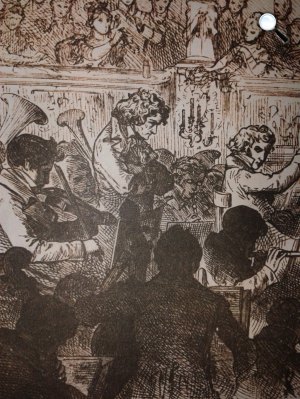 Bettmann: Beethoven és Johann Sedlatzek fő fuvolaművész, a IX. szimfónia bemutatóján (Fotó: Wikipédia)