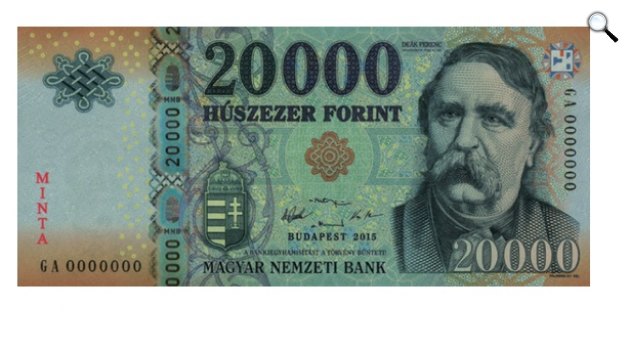 Az új 20 ezres bankjegy mintája (Fotó: MNB)