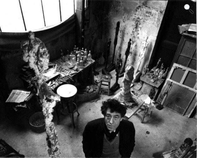 Alberto Giacometti szobrász a műtermében (Fotó: Robert Doisneau/Wikipédia)