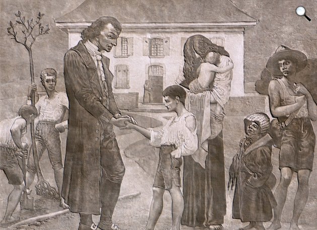Johann Heinrich Pestalozzi sírja feletti freskó (Fotó: Wikipédia)