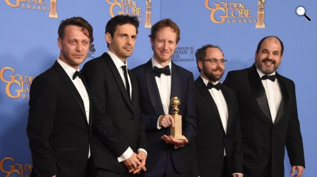 Nemes Jeles László és stábja a Golden Globe-díj átvételekor, 2016 (Fotó: Golden Globe Awards)