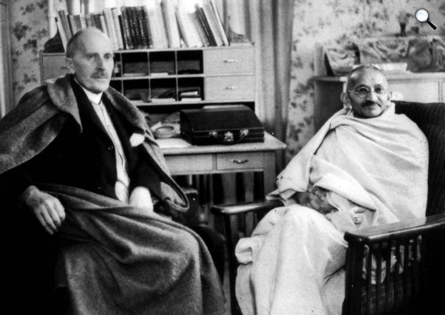 Romain Rolland Nobel-díjas író és Mahatma Gandhi, 1922, Villeneuve  (Fotó Wikipédia)