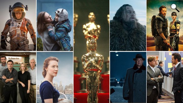 Fent: Mentőexpedíció, A szoba, A visszatérő, Mad Max - A harag útja, lent: Spotlight - Egy nyomozás részletei, Brooklyn, Kémek hídja, A nagy dobás (Fotók: Intercom, UIP-Duna Film)
