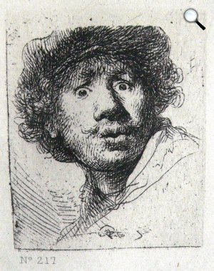 Rembrandt: Önarckép tágra nyílt szemekkel