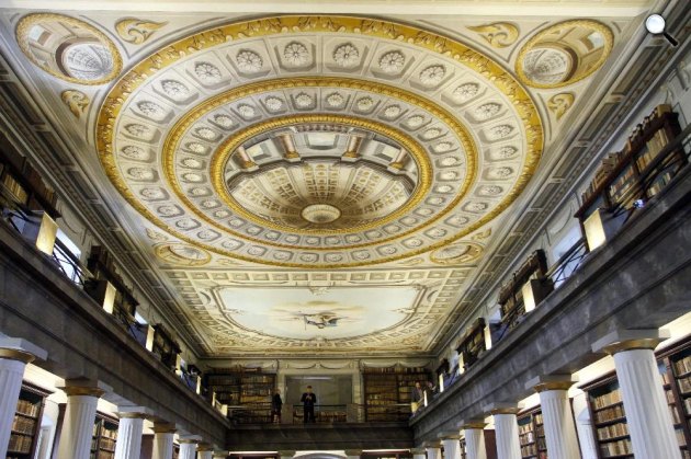 Sárospataki Református Kollégium könyvtárának restaurált mennyezet festményei (MTI Fotó: Vajda János)