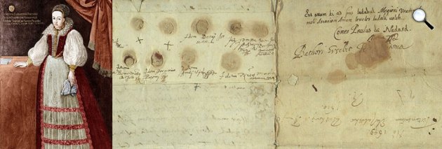 Báthory Erzsébet és kézirata, aláírása (Fotó: Magyar Nemzeti Levéltár Országos Levéltára)