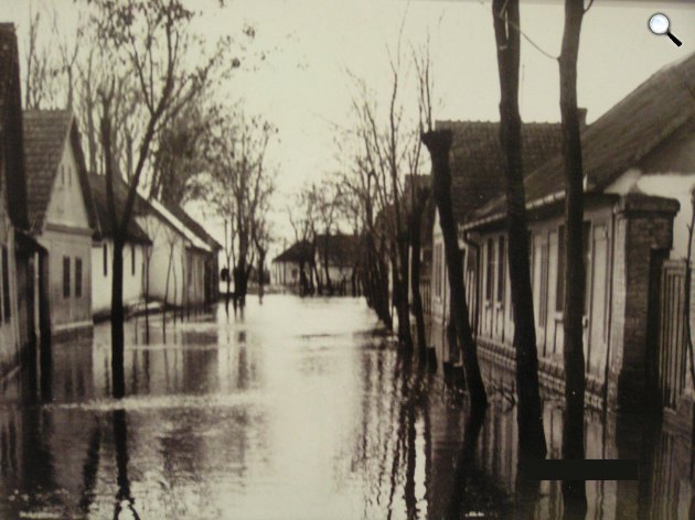 Dunai árvíz, Tolna - Rétisor, 1956 (Fotó: Közép-dunántúli Vízügyi Igazgatóság)