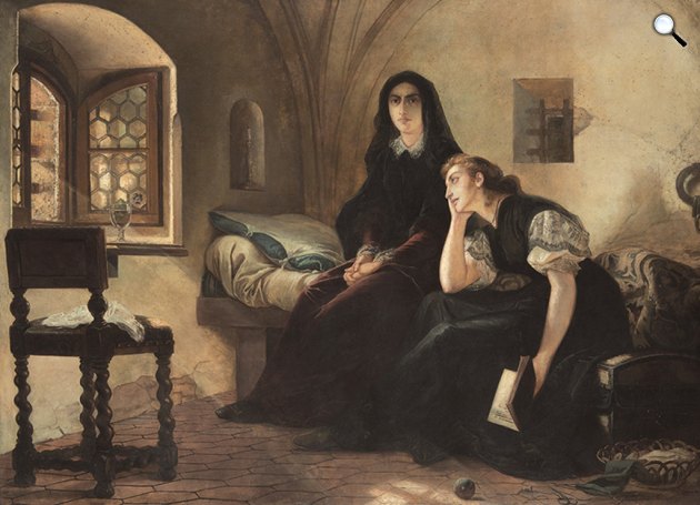 Madarász Viktor: Gróf Teleki Blanka és Leövey Klára a kufsteini fogságban, 1867 (Fotó: MNG)