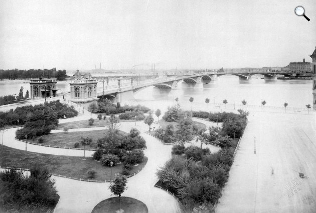 Margit híd a budai hídfőtől nézve, Budapest, 1900 körül (Fotó: Fortepan)