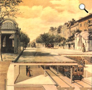 A Millenniumi Földalatti Vasút egy állomásának korabeli keresztmetszeti rajzon, 1896 (Fotó: Wikipédia)