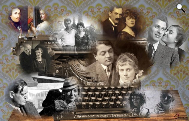 Magyar szerző párok - Karinthy - Böhm, Csokonai-  Vajda, Mészöly - Polcz, Molnár - Darvas, Babits - Tanner, Ady - Boncza, Radnóti - Gyarmati, Nagy - Szécsi (Fotók: PIM, OSZK, Cultura.hu)