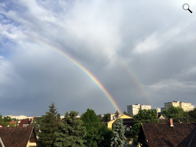 Szivárvány Budapest felett, a XV. kerületben 2016. május 7-én.  (Fotó: Oldal Gergely/Cultura.hu)