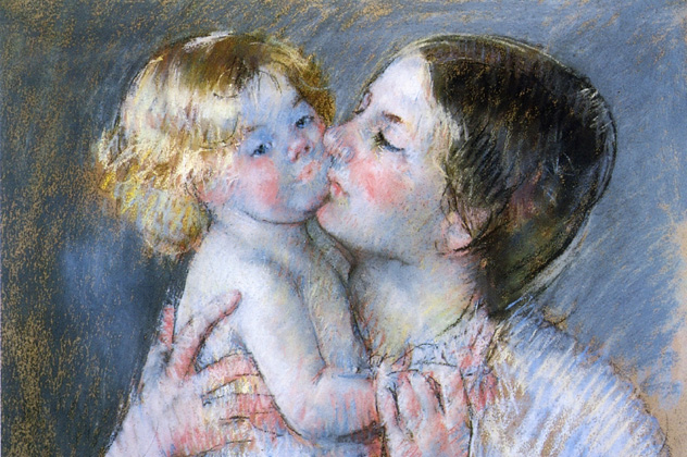 Mary Cassatt: Az anya megcsókolja a csecsemő Anne-t, No.3, 1879 (Fotó: Wikiart