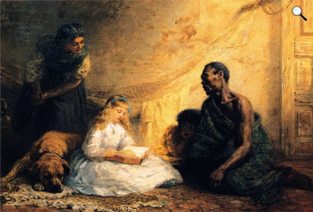 Edwin Longsden Long: Tamás bátya és a kicsi Éva (Tamás bátya kunyhója) (Fotó: Wikipédia)