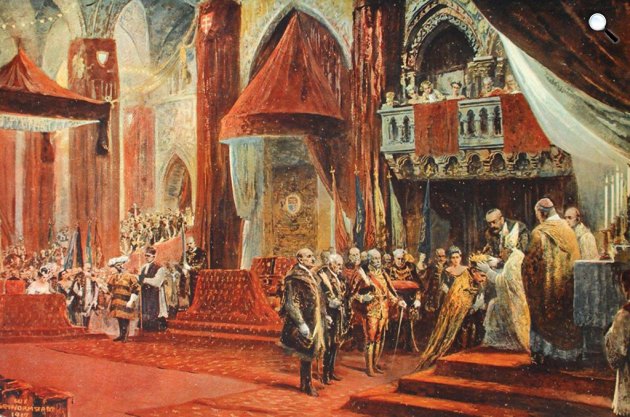 IV. Károly koronázási ünnepsége a Mátyás templomban (Fotó: OSZMI)