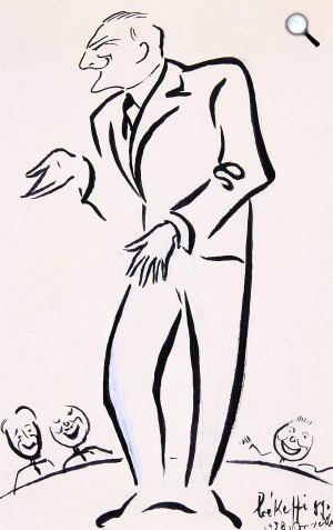 Békeffi György: Békeffi László karikatúrája 1938-ból (Fotó: OSZK)