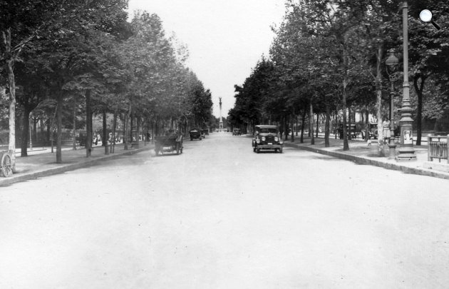 Andrássy út, szemben a Hősök tere, Budapest, 1929 (Fotó: National Archives, Washington, USA, RG151 FC./Fortepan))