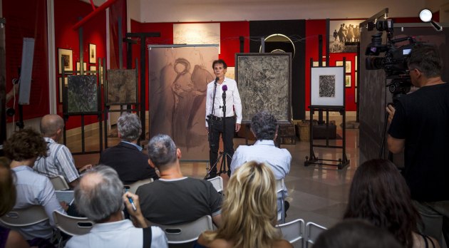 Fiedler Péter,  a Francois Friedler Foundation elnöke - Fiedler Ferenc műveivel bővült a Nemzeti Múzeum REJT/JEL/KÉPEK \\\'56 című kiállítása (MTI Fotó: Szigetváry Zsolt)