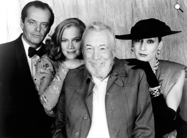 A Prizzik becsülete - Jack Nicholson, Kathleen Turner, Anjelica Huston  és John Huston, 1985 (Fotó: listal.com)