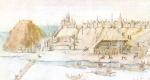 Buda és Pest látképe, 1617 - színezett metszet Braun-Hagenberg