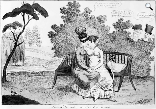 Angol gúnyrajz Lady Hamilton és Mária Karolina nápoly–szicíliai királyné leszbikus viszonyáról (Fotó: Wikipédia)