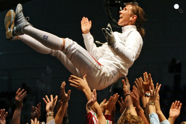 Nagy Tímea női párbajtőrvívó olimpiai bajnok, Athén, 2004 (MTI Fotó/MOB)
