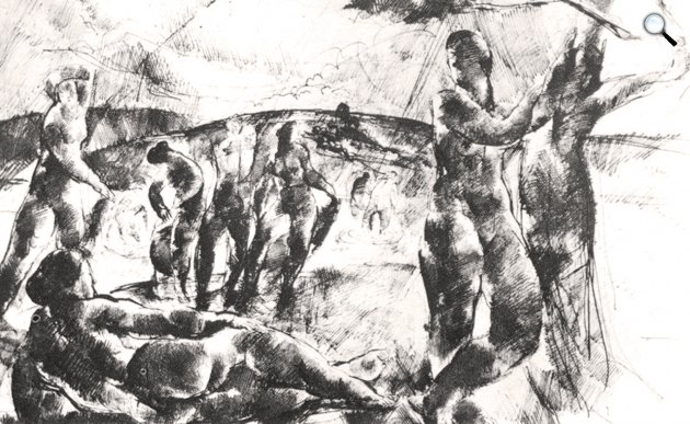 Aba-Novák Vilmos: Fürdőző nők, 1922, rézkarc (Fotó: MNG)