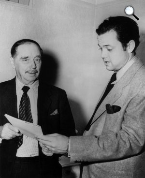 H. G. Wells író és Orson Welles színész, rendező, 1938 (Fotó: hgwellssociety.com)