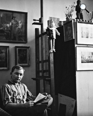 Kondor Béla (1931-1972), grafikus, költő (Fotó: Molnár Edit / Biksady Galéria)